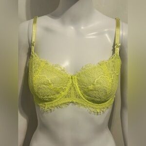 Victorias Secret 34DD Dream Angels Unlined Floral Yellow Lace Bra Fairycore